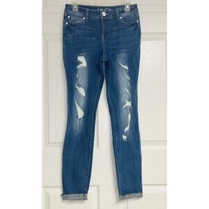 Inc Denim International Concepts Siz 2 Raw Frayed-Hem Skinny Leg Reg Fit Jeans